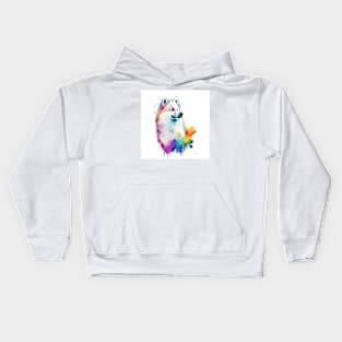 American Eskimo Dog In Watercolor & Pen Kids Hoodie